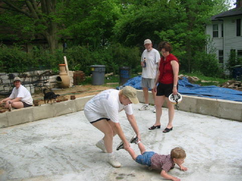 House Addition 2003 May 10 neighbors on finished garage floor.jpg